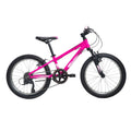 Pink children's bicycle on a white background