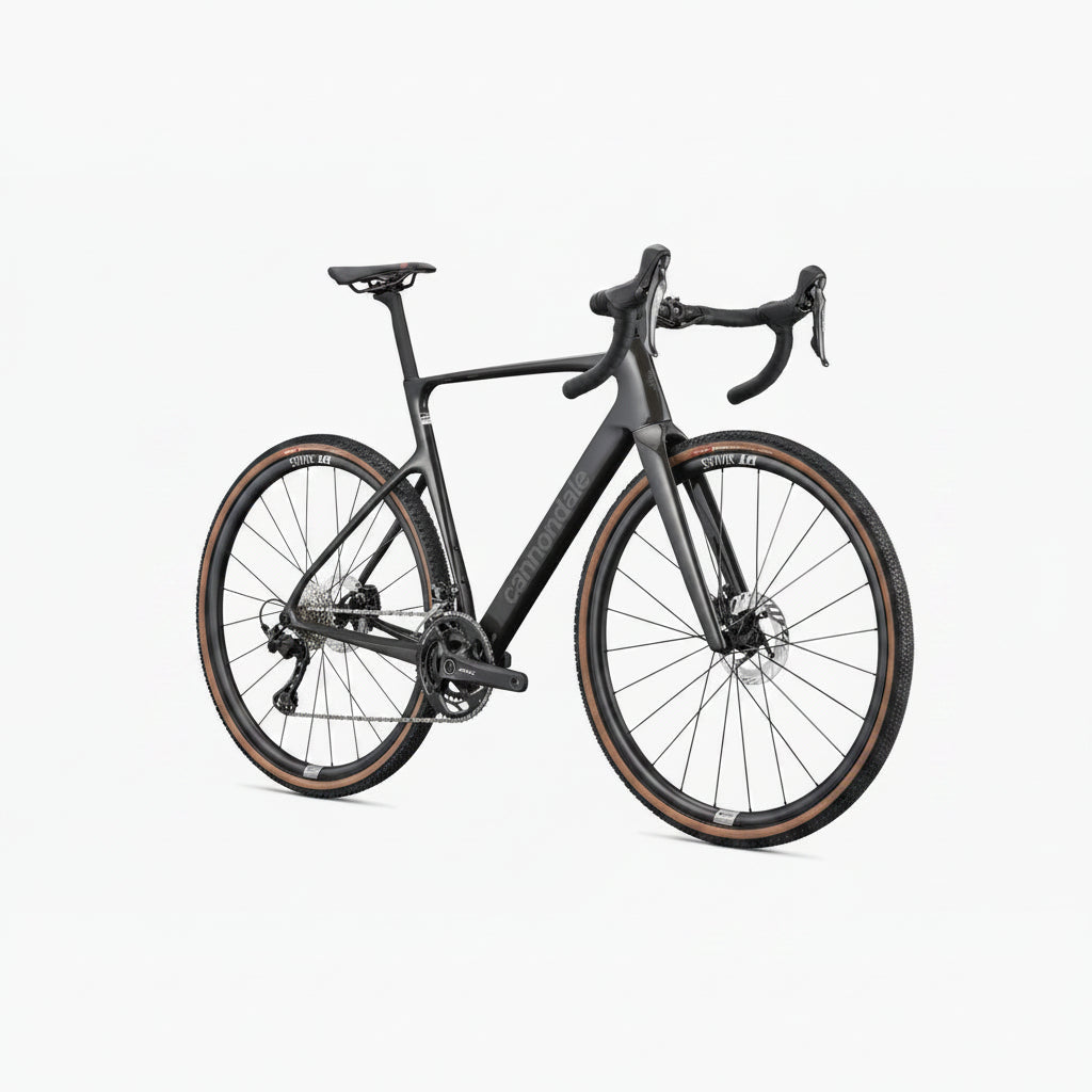 Black bicycle with visible brand name on a white background
